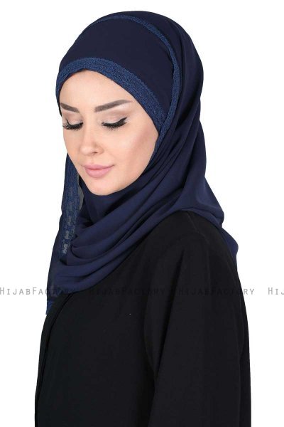 Carin - Hijab Chiffon Pratico Blu Navy