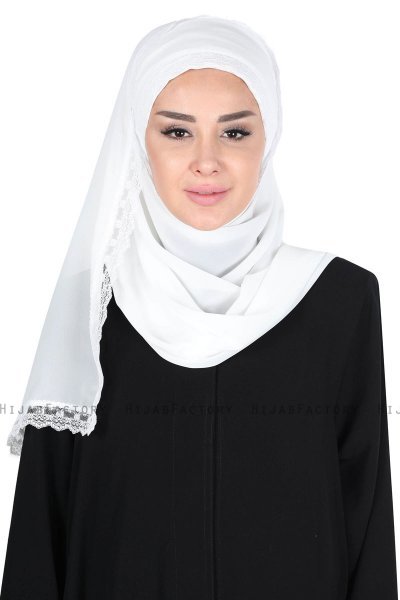 Carin - Hijab Chiffon Pratico Bianco Sporco