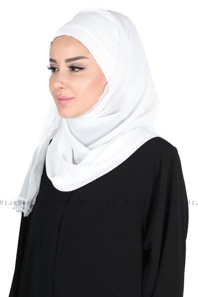 Carin - Hijab Chiffon Pratico Bianco Sporco