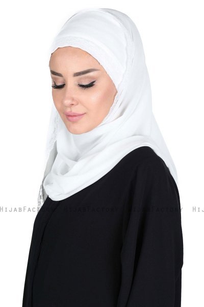 Carin - Hijab Chiffon Pratico Bianco Sporco