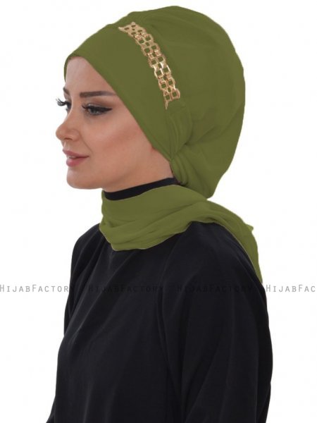 Beatrice Khaki Turban Hijab Ayse Turban 320911-2