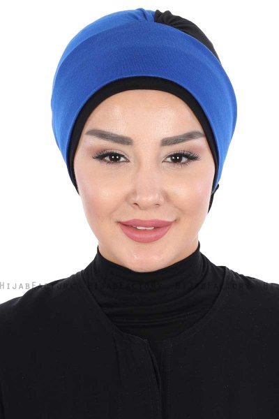 Clara - Turbante Di Cotone Blu & Nero