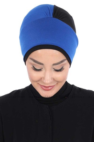 Clara - Turbante Di Cotone Blu & Nero