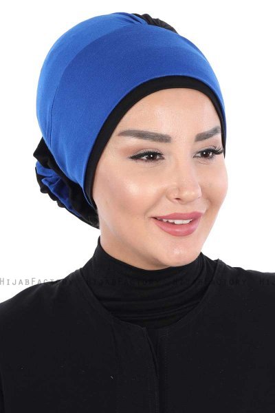 Clara - Turbante Di Cotone Blu & Nero