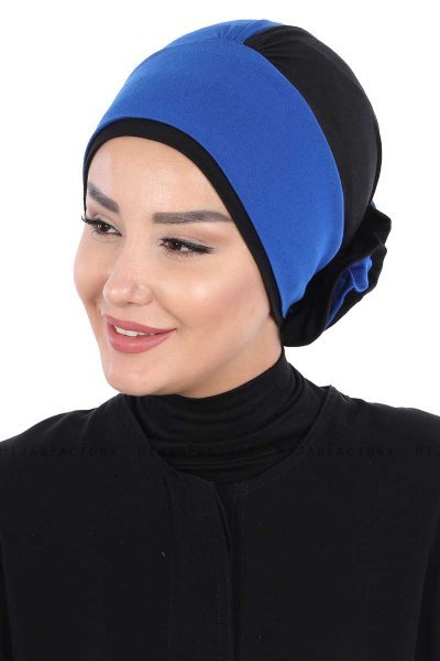 Clara - Turbante Di Cotone Blu & Nero