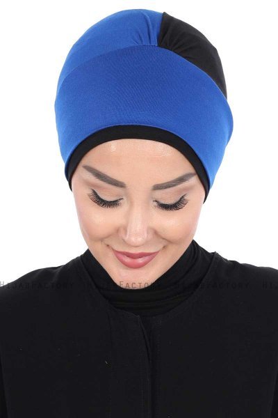 Clara - Turbante Di Cotone Blu & Nero