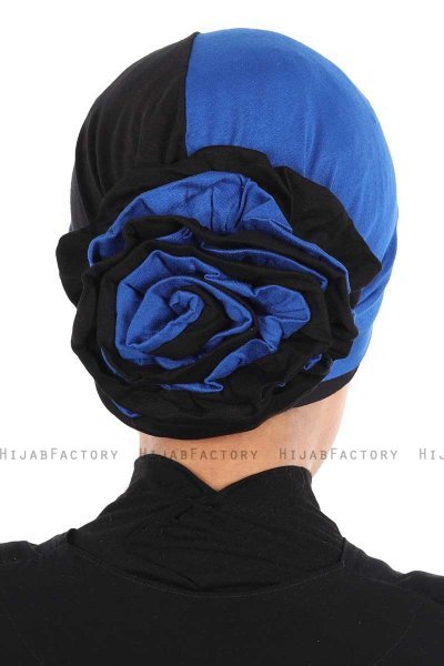 Clara - Turbante Di Cotone Blu & Nero