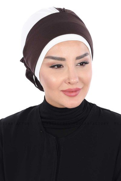 Clara - Turbante Di Cotone Marrone & Creme