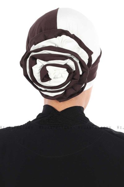 Clara - Turbante Di Cotone Marrone & Creme