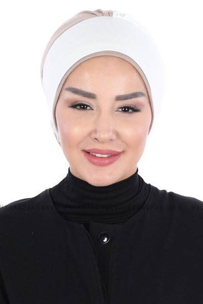 Clara - Turbante Di Cotone Creme & Taupe