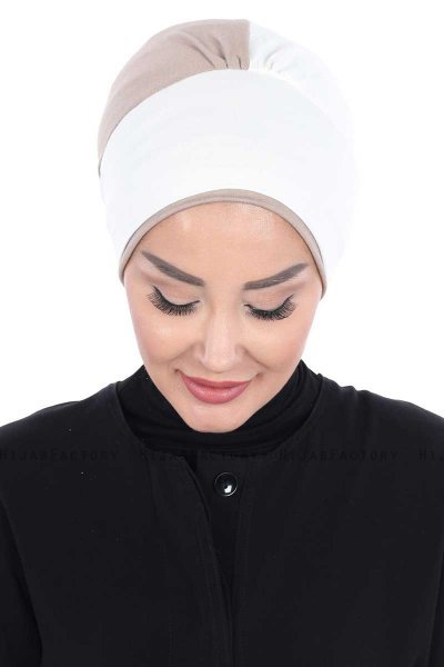 Clara - Turbante Di Cotone Creme & Taupe