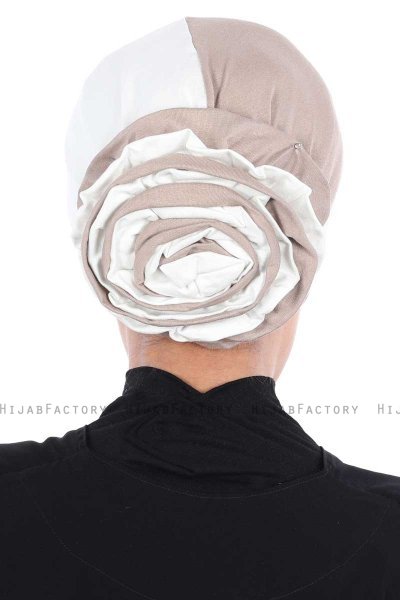Clara - Turbante Di Cotone Creme & Taupe