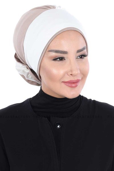 Clara - Turbante Di Cotone Creme & Taupe