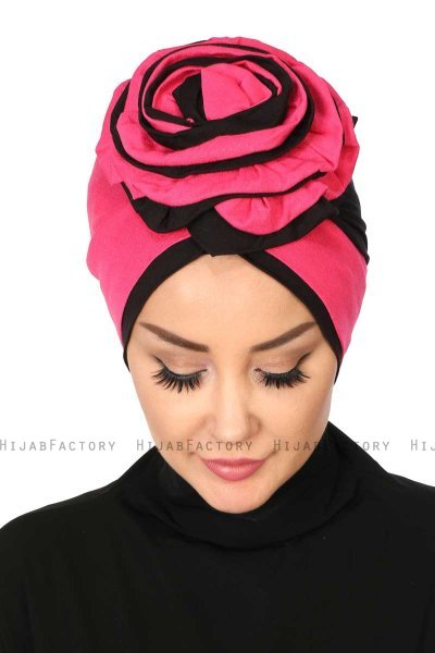 Clara - Turbante Di Cotone Fucsia & Nero