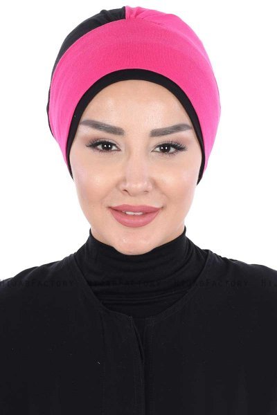 Clara - Turbante Di Cotone Fucsia & Nero