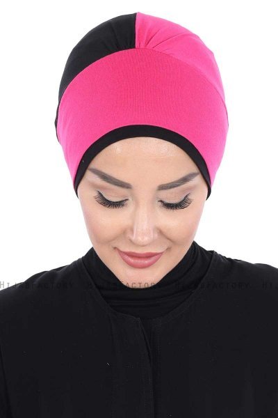 Clara - Turbante Di Cotone Fucsia & Nero