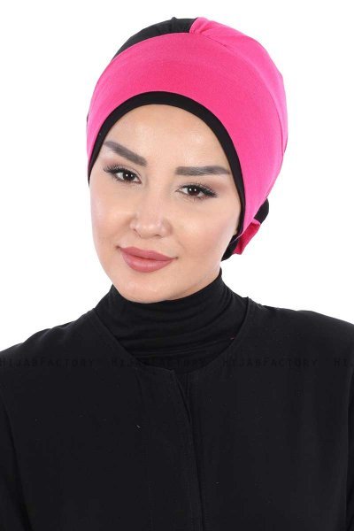 Clara - Turbante Di Cotone Fucsia & Nero