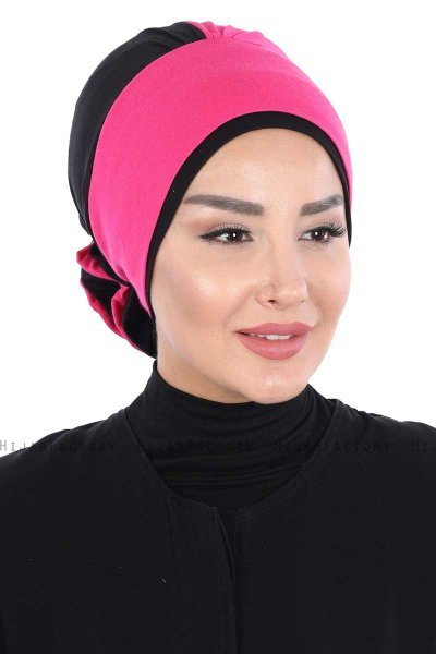 Clara - Turbante Di Cotone Fucsia & Nero
