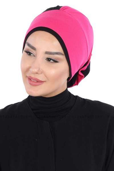 Clara - Turbante Di Cotone Fucsia & Nero