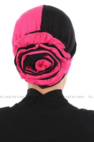 Clara - Turbante Di Cotone Fucsia & Nero
