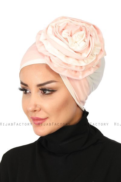 Clara - Turbante Di Cotone Rosa Antico & Creme