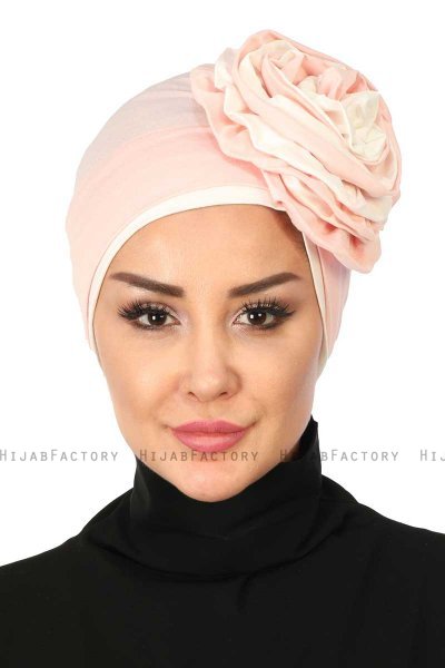 Clara - Turbante Di Cotone Rosa Antico & Creme