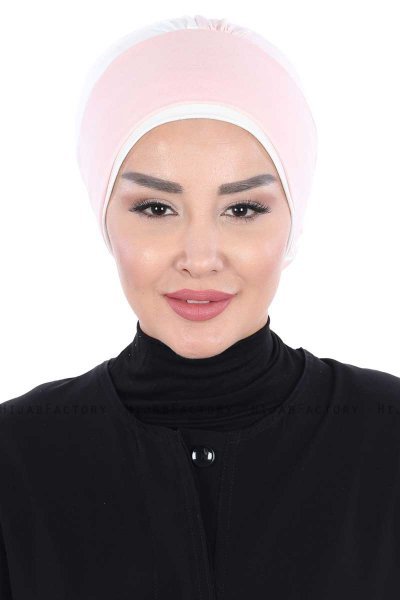 Clara - Turbante Di Cotone Rosa Antico & Creme