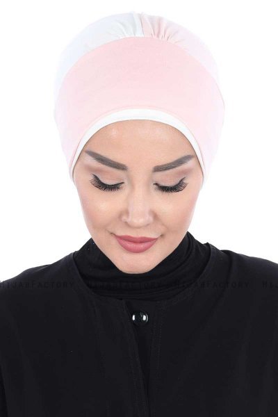 Clara - Turbante Di Cotone Rosa Antico & Creme