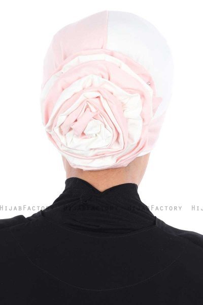 Clara - Turbante Di Cotone Rosa Antico & Creme