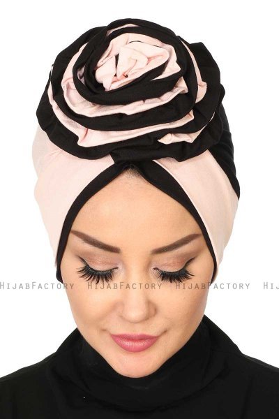 Clara - Turbante Di Cotone Rosa Antico & Nero