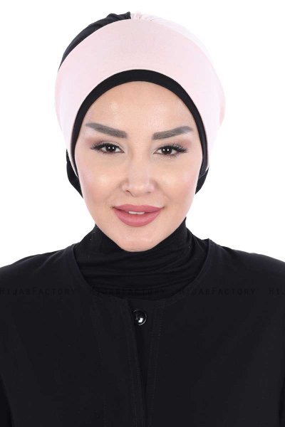 Clara - Turbante Di Cotone Rosa Antico & Nero