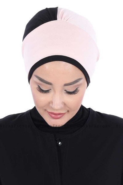 Clara - Turbante Di Cotone Rosa Antico & Nero