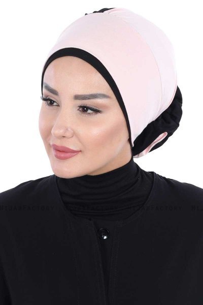 Clara - Turbante Di Cotone Rosa Antico & Nero