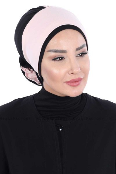 Clara - Turbante Di Cotone Rosa Antico & Nero