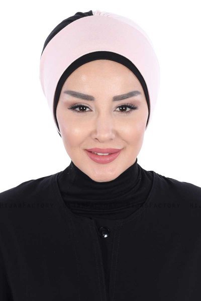 Clara - Turbante Di Cotone Rosa Antico & Nero