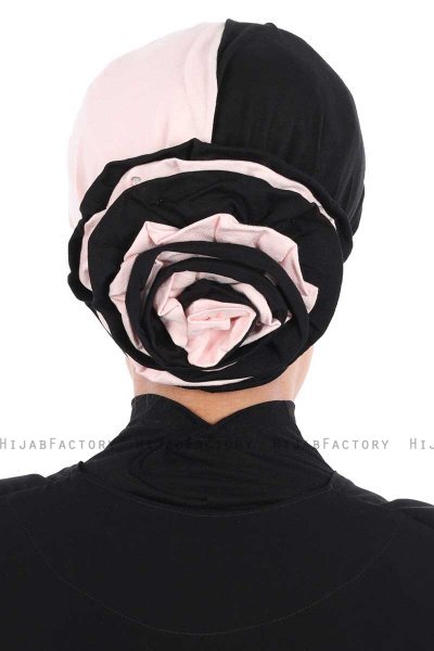 Clara - Turbante Di Cotone Rosa Antico & Nero