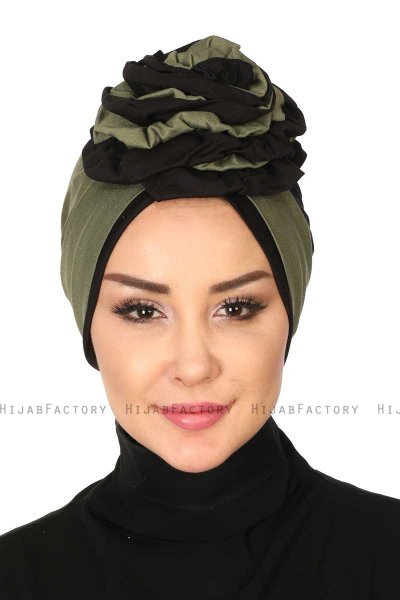Clara - Turbante Di Cotone Cachi & Nero