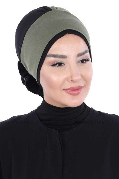 Clara - Turbante Di Cotone Cachi & Nero