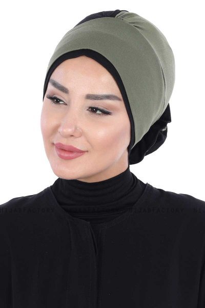Clara - Turbante Di Cotone Cachi & Nero