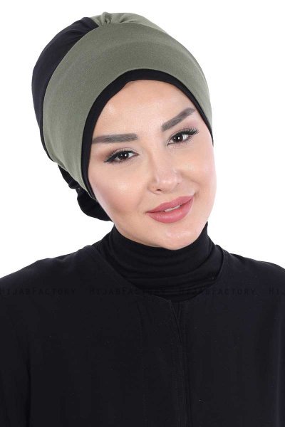Clara - Turbante Di Cotone Cachi & Nero