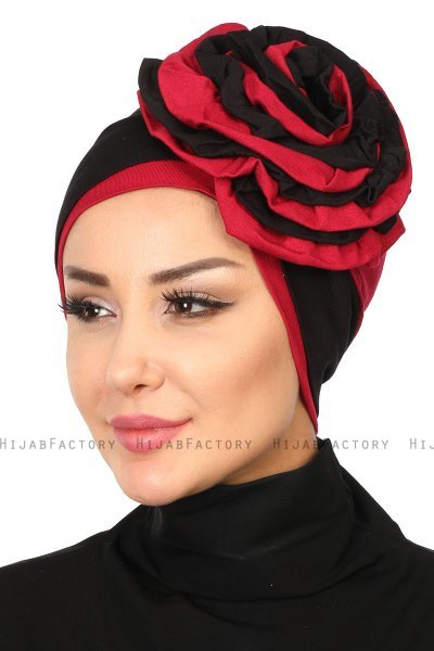 Clara - Turbante Di Cotone Nero & Bordò