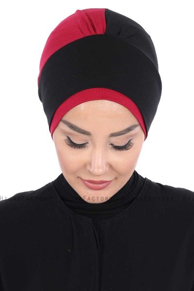 Clara - Turbante Di Cotone Nero & Bordò