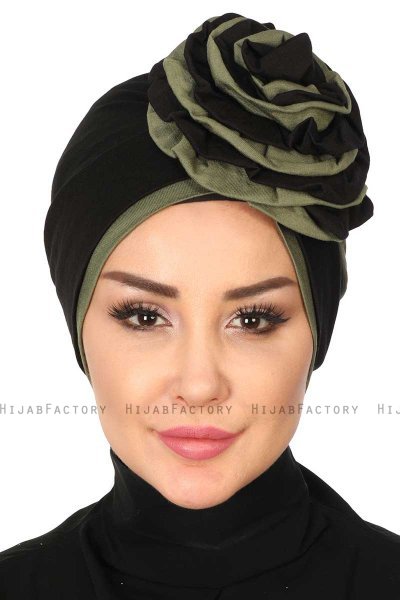 Clara - Turbante Di Cotone Nero & Cachi