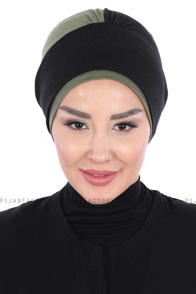 Clara - Turbante Di Cotone Nero & Cachi