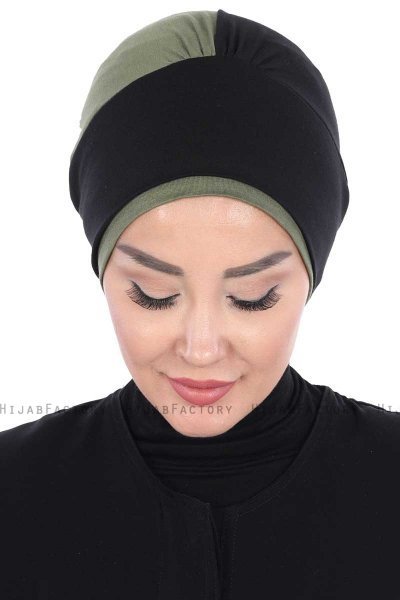 Clara - Turbante Di Cotone Nero & Cachi