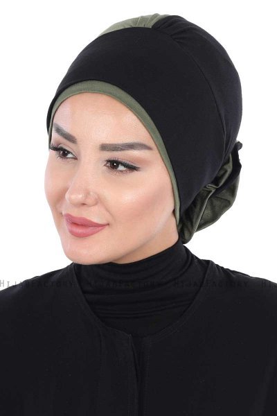 Clara - Turbante Di Cotone Nero & Cachi