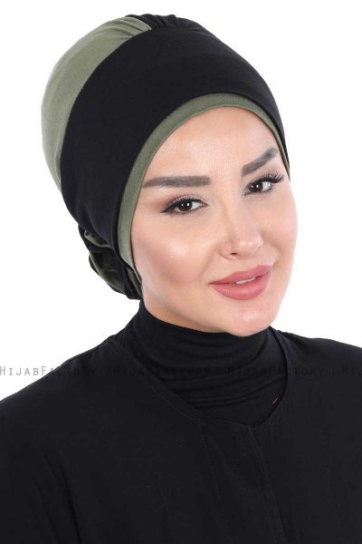 Clara - Turbante Di Cotone Nero & Cachi