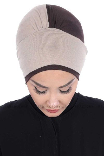 Clara - Turbante Di Cotone Taupe & Marrone