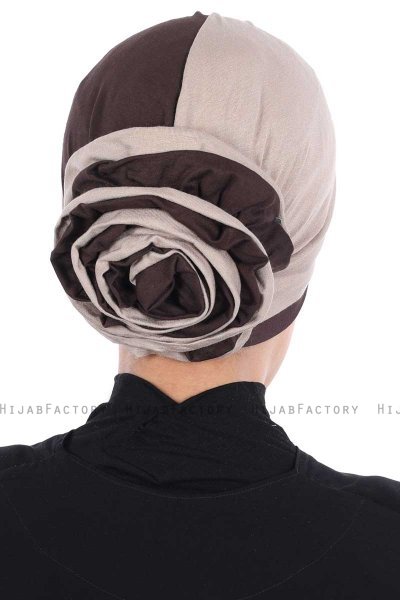 Clara - Turbante Di Cotone Taupe & Marrone