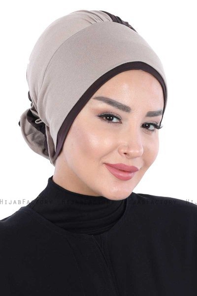 Clara - Turbante Di Cotone Taupe & Marrone